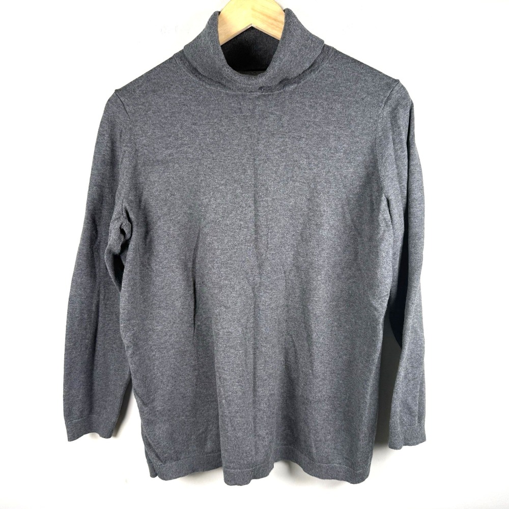 Talbots Petites Lightweight Turtleneck Sweater Gray Classic Neutral Preppy 1XP